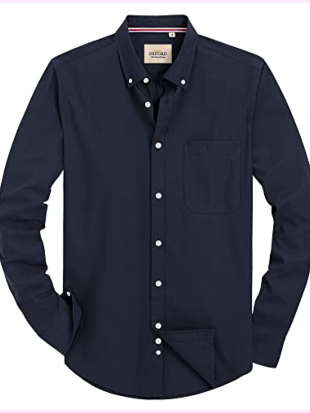 Men's Solid Cotton Oxford Long Sleeve Button Down Shirt